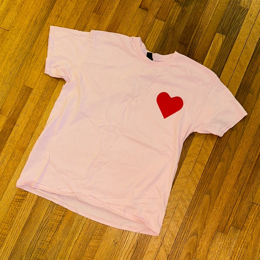 Sweet Claire Pink Red Heart Short Sleeve Tee